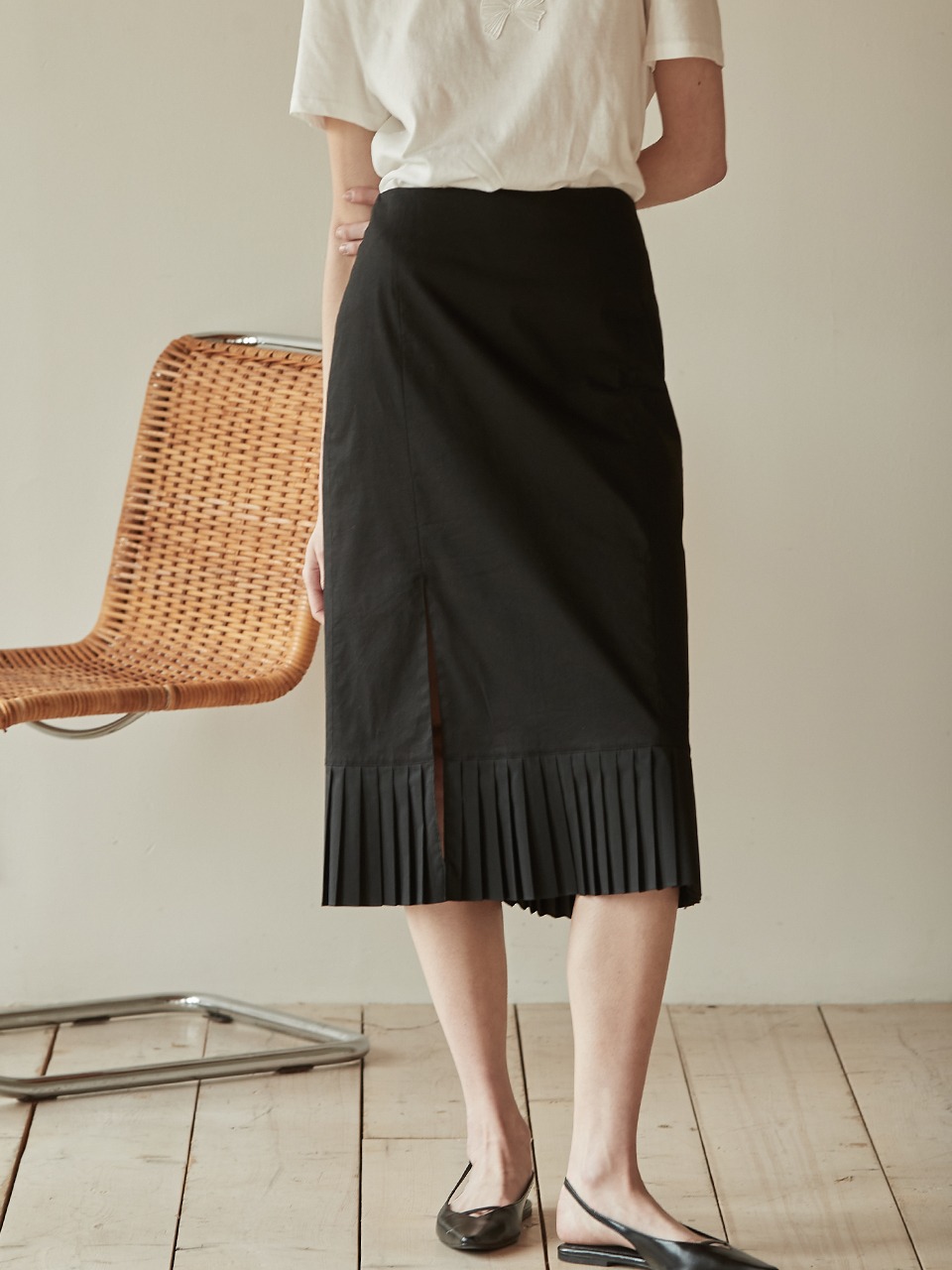 Pleats patch skirt - Black