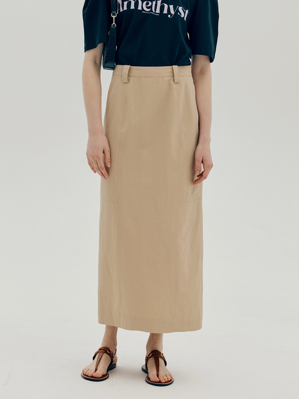 Stich H-line long skirt - Beige