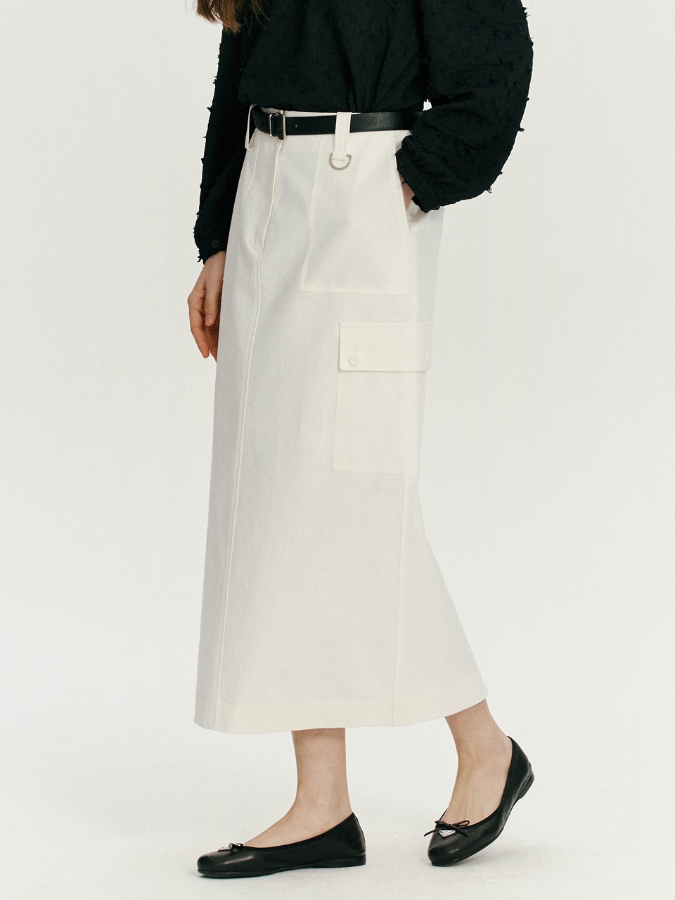Cargo pocket skirt - White